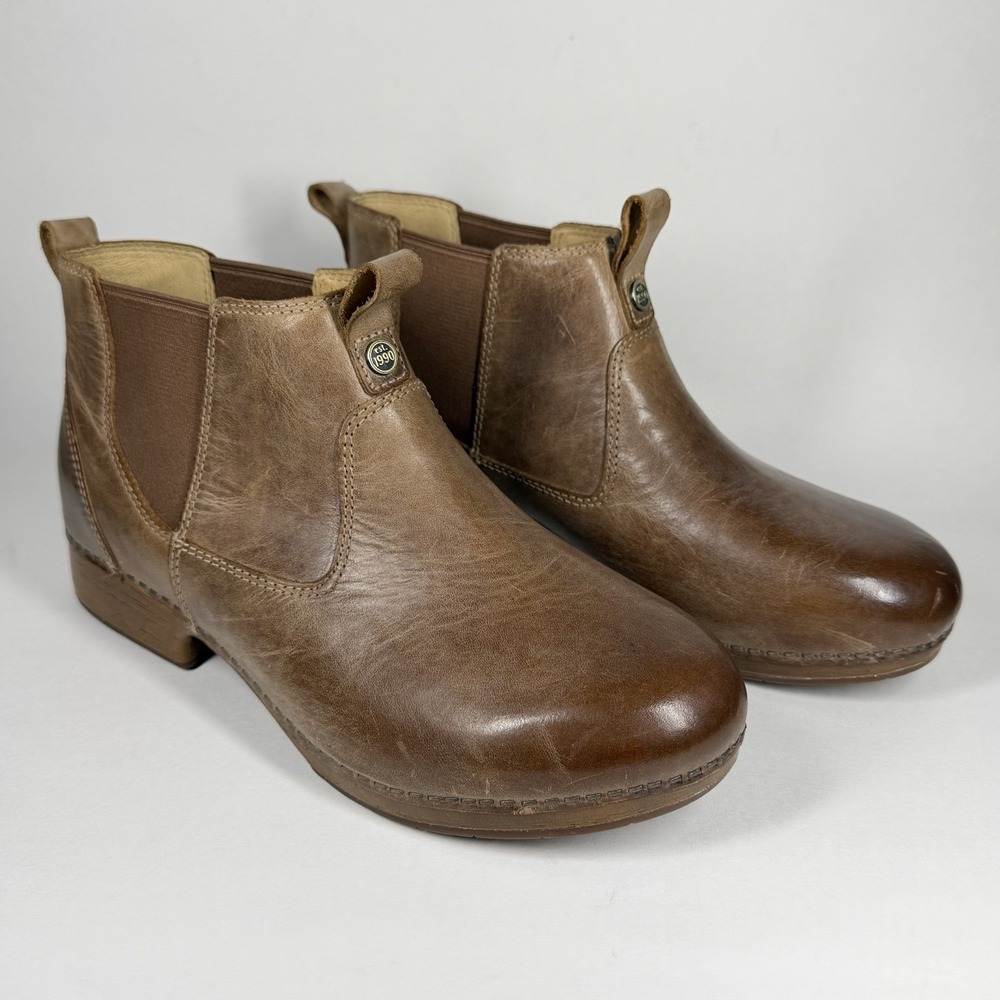 Dansko Size EU 39 / US 8.5 - 9 Tan Waxy Brush Off Michele Chelsea Ankle Boots